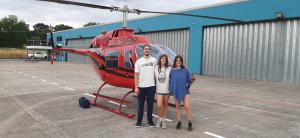 Rossbeerfest’s 2025 Charity Raffle 1 st Prize of a one hour Helicopter Flight was won by
Joshua Evans of Ross-on-Wye. Joshua elected to have his two sisters, Evie & Phoebe, with
him on the flight in a Bell Jetranger B206, G-TGRZ, owned by Tiger h